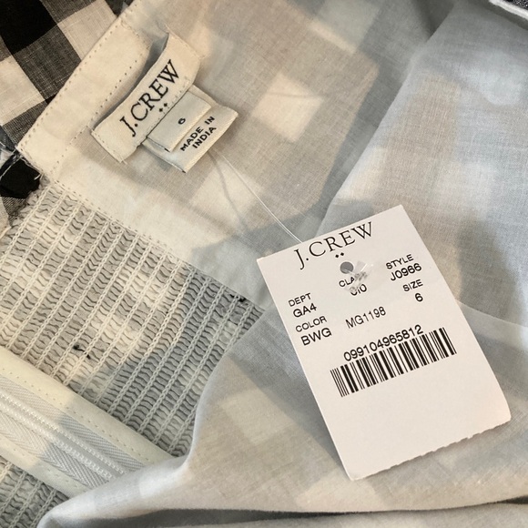 J. Crew Buffalo Plaid Gingham Black and White Ruffled Cotton Picnic Dress Size 6 - Picture 9 of 12
